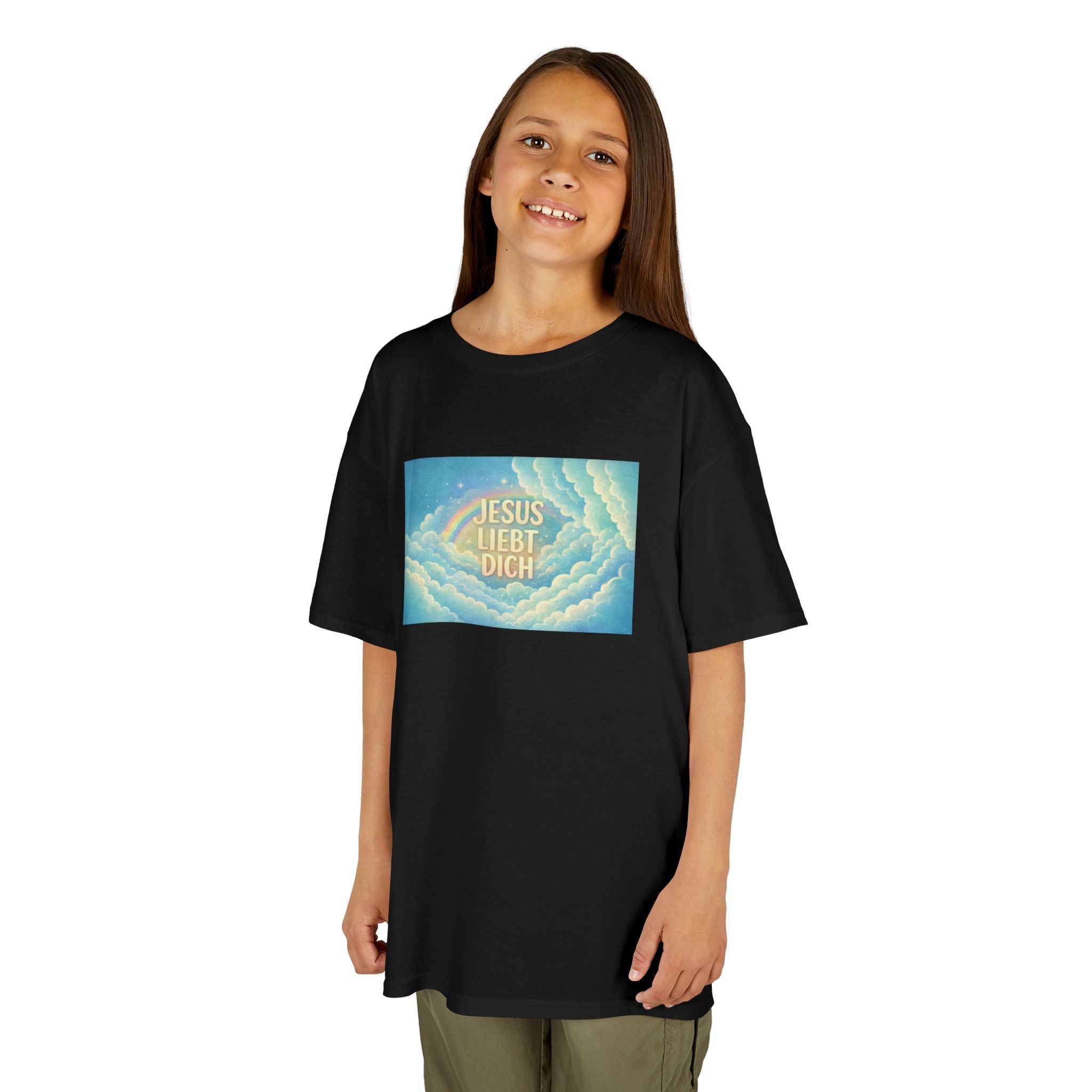 "Jesus liebt dich" Himmel Design Kids T-Shirt