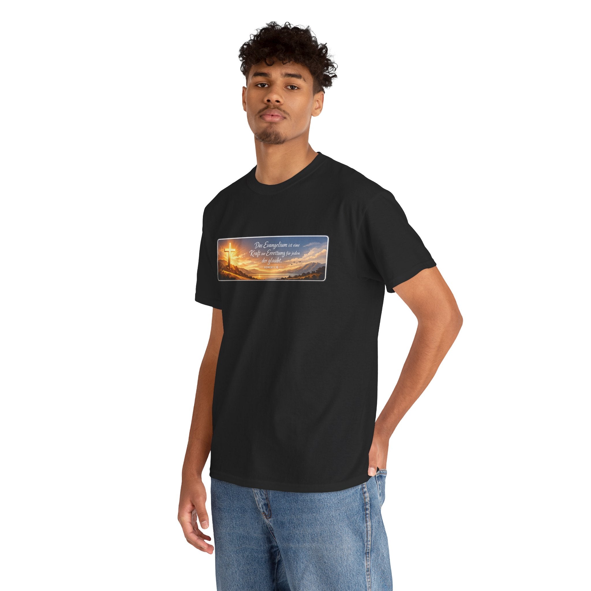 Römer 1:16 ,,Das Evangelium ist eine kraft zur Errettung für jeden der Glaubt,, Design T-Shirt