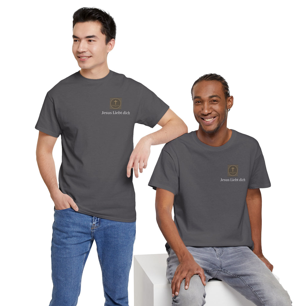 Jesus liebt dich T-Shirt mit Herzschlag Jesu Logo
