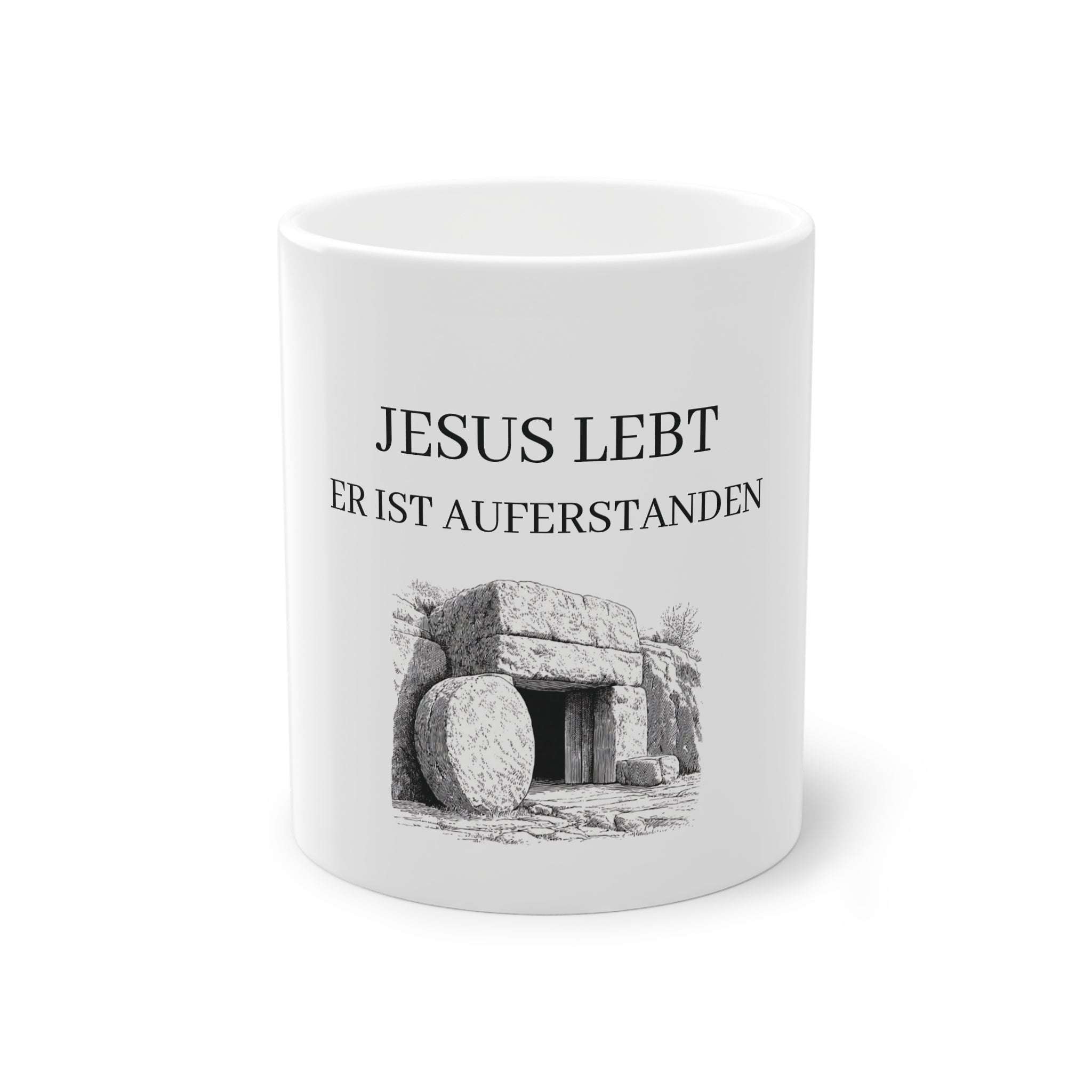 ,,Jesus Lebt, Er ist Auferstanden,, - Tasse - mit Leeres Grab Design