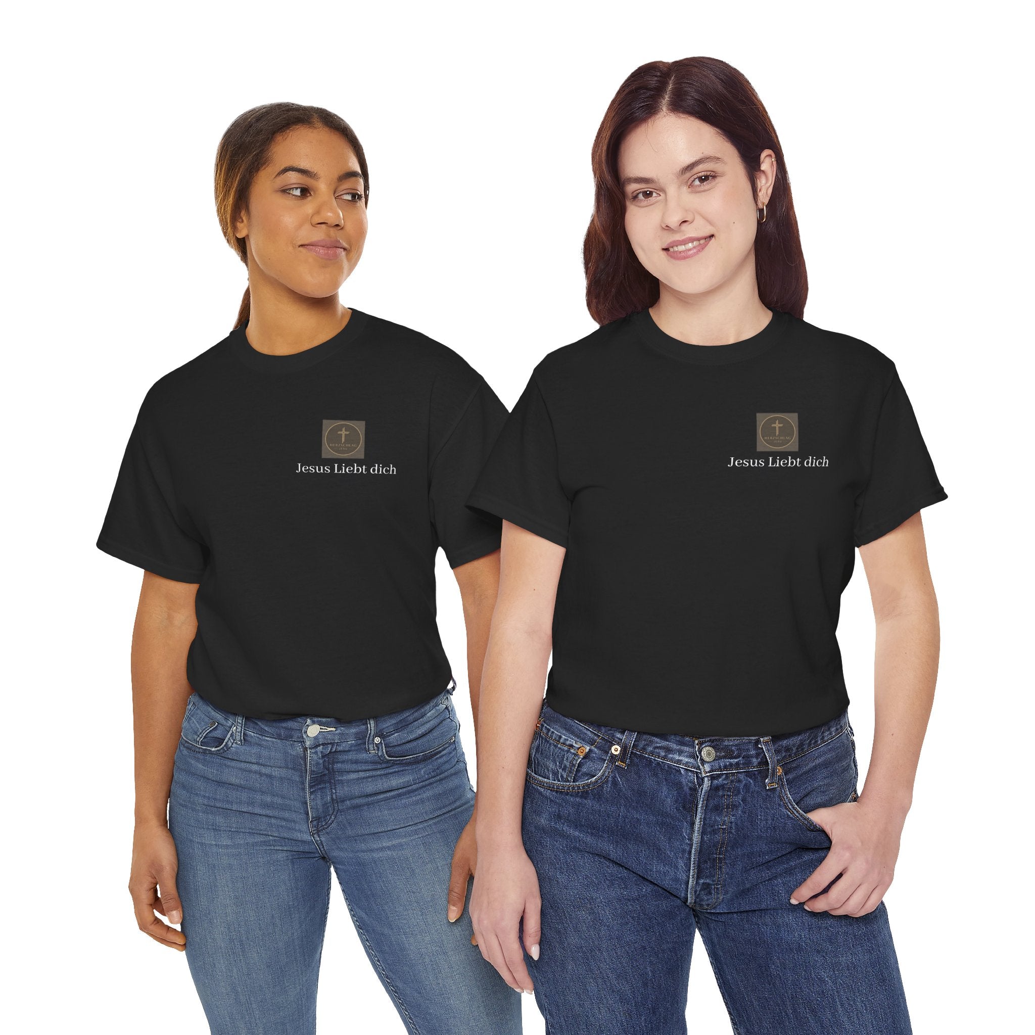 Jesus liebt dich T-Shirt mit Herzschlag Jesu Logo