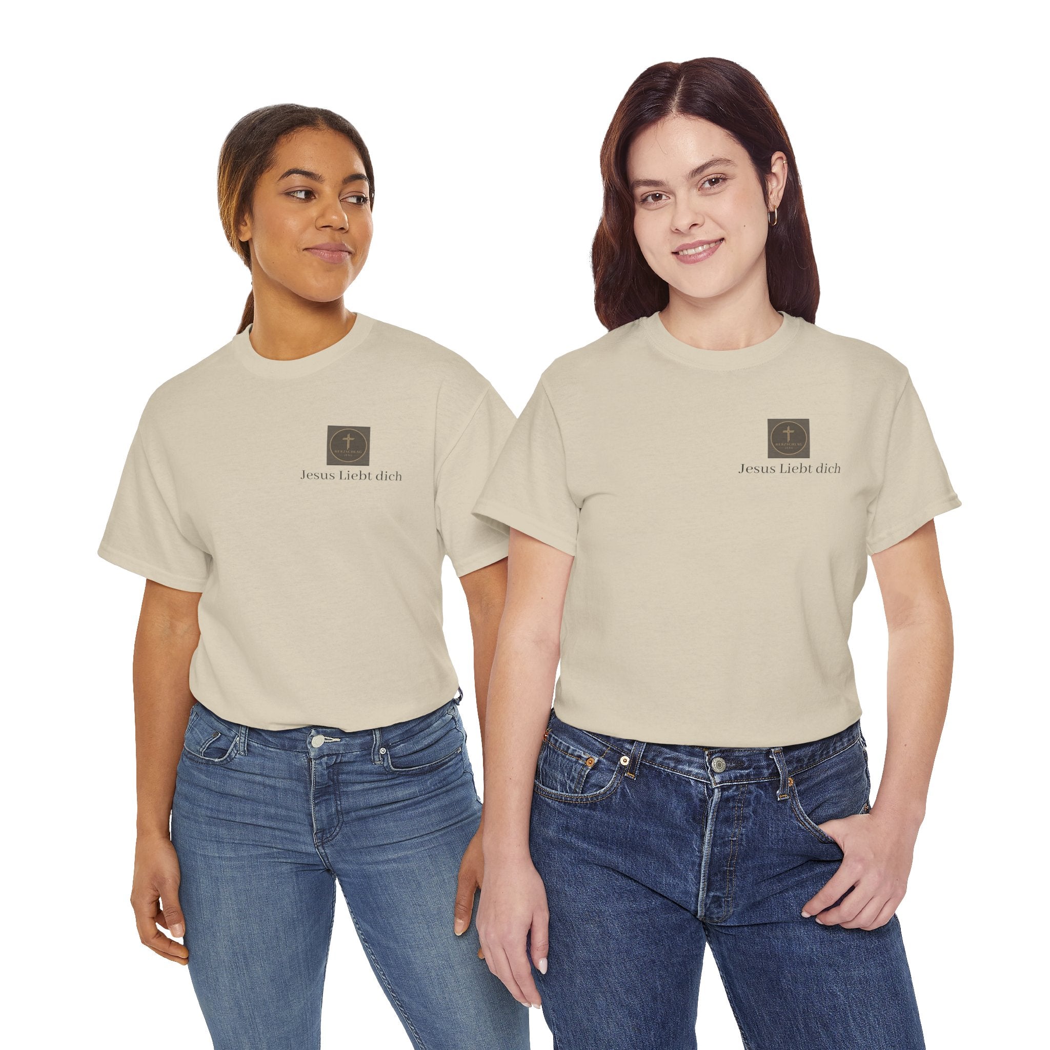 Jesus liebt dich T-Shirt mit Herzschlag Jesu Logo