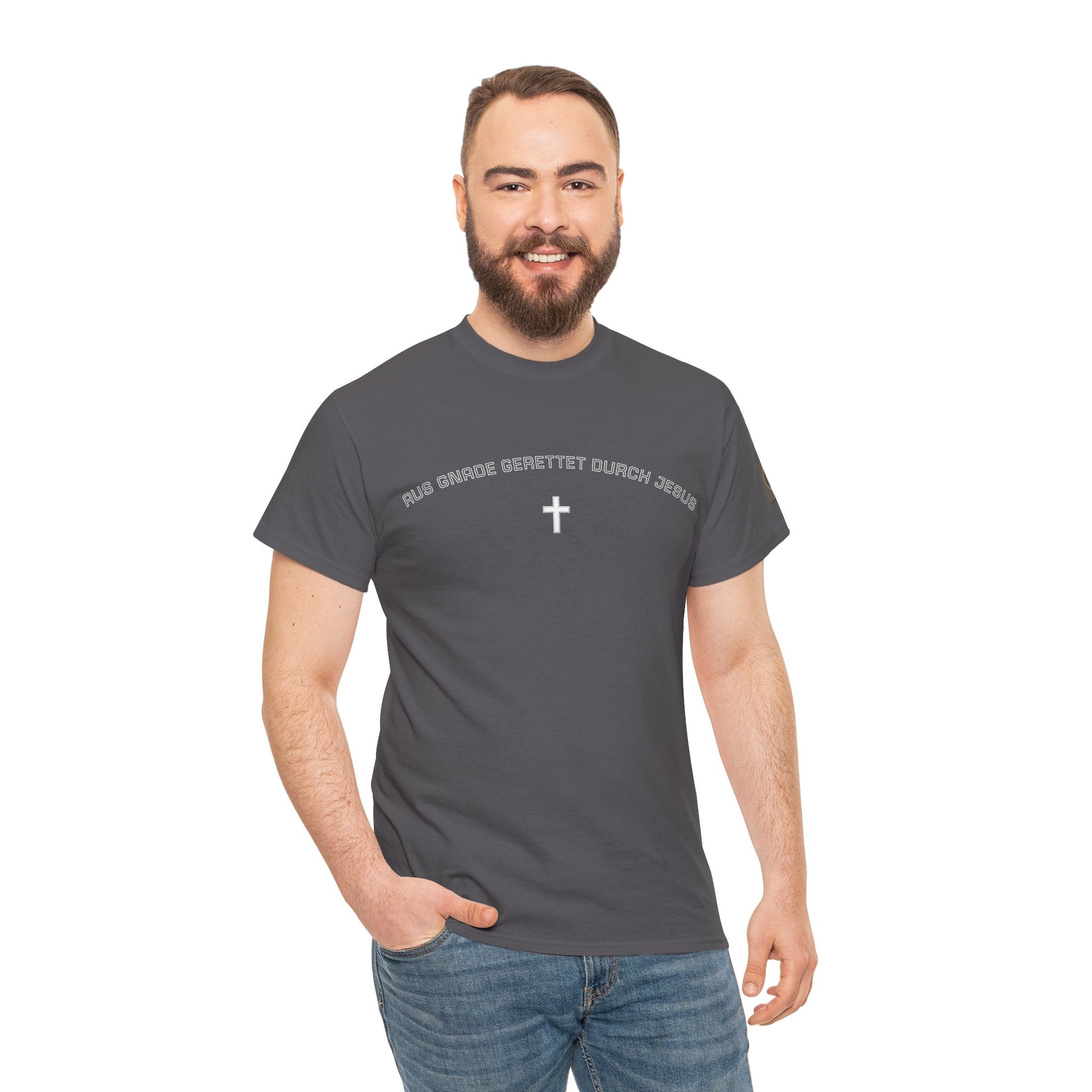 ,,Aus Gnade Gerettet durch Jesus,, Mit Kreuz T-Shirt