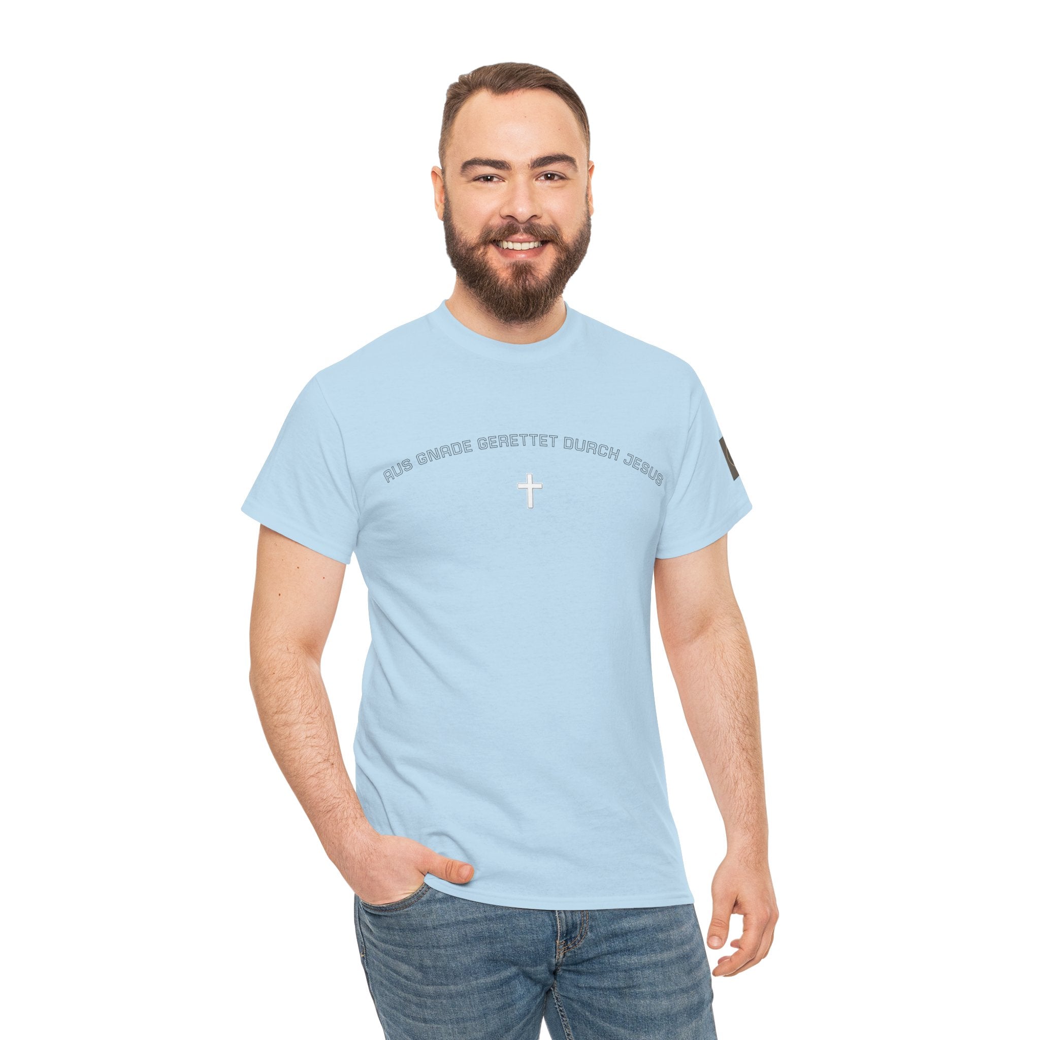 ,,Aus Gnade Gerettet durch Jesus,, Mit Kreuz T-Shirt