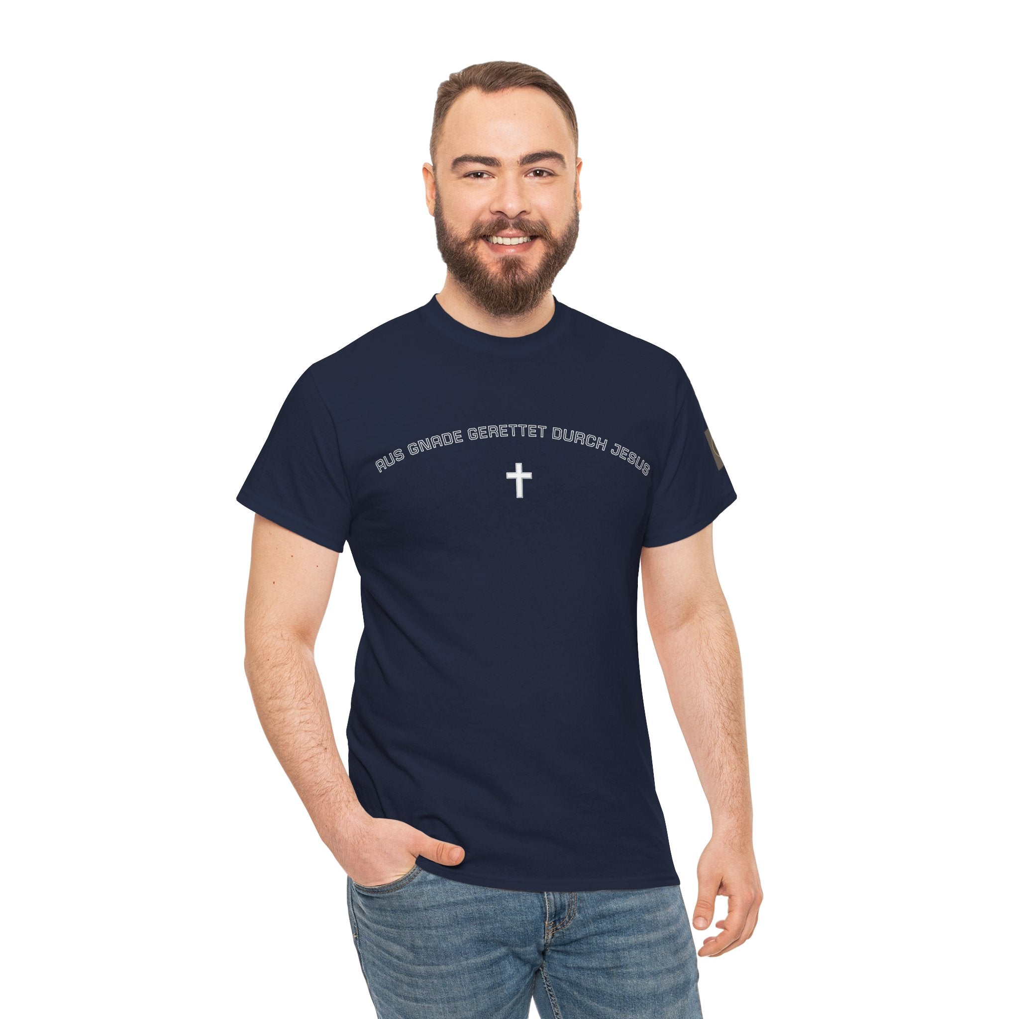 ,,Aus Gnade Gerettet durch Jesus,, Mit Kreuz T-Shirt