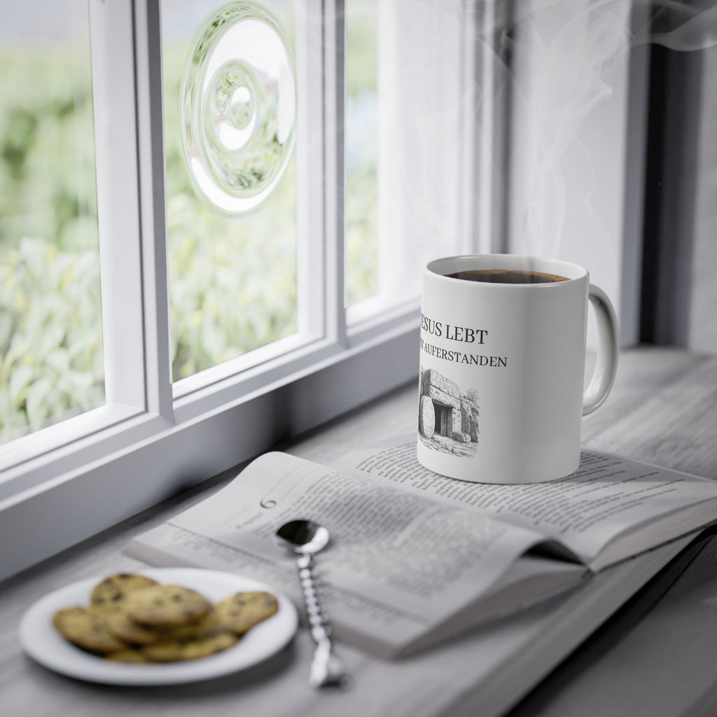 ,,Jesus Lebt, Er ist Auferstanden,, - Tasse - mit Leeres Grab Design