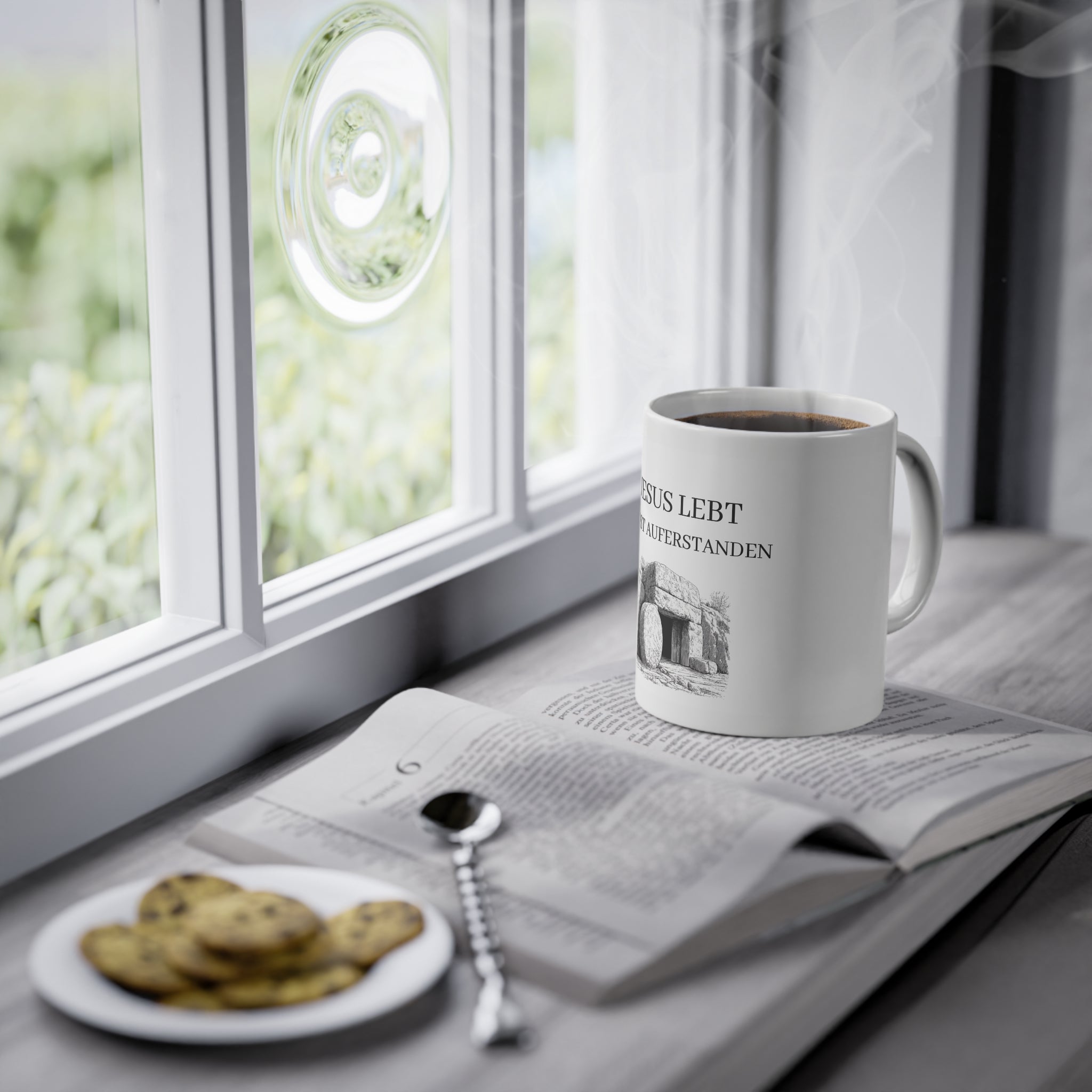 ,,Jesus Lebt, Er ist Auferstanden,, - Tasse - mit Leeres Grab Design
