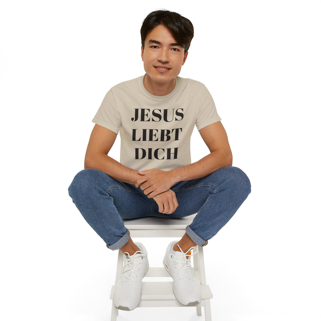 Jesus liebt dich vorne und Jesus hört dich hinten - Heavyweight T-Shirt