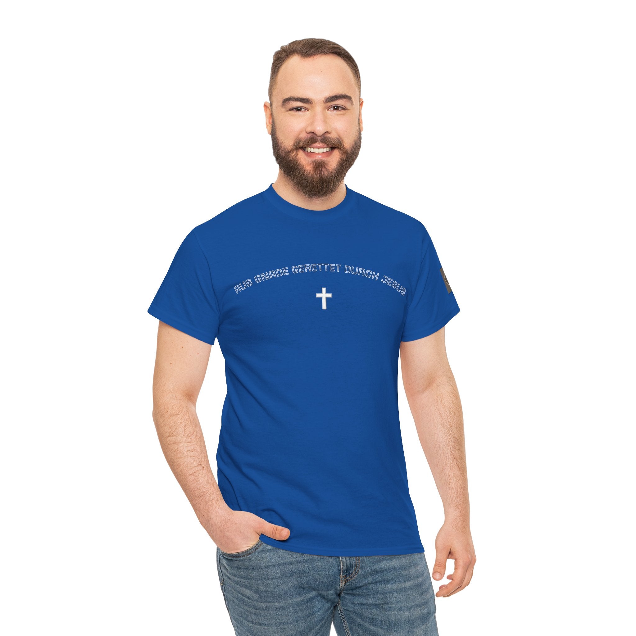 ,,Aus Gnade Gerettet durch Jesus,, Mit Kreuz T-Shirt