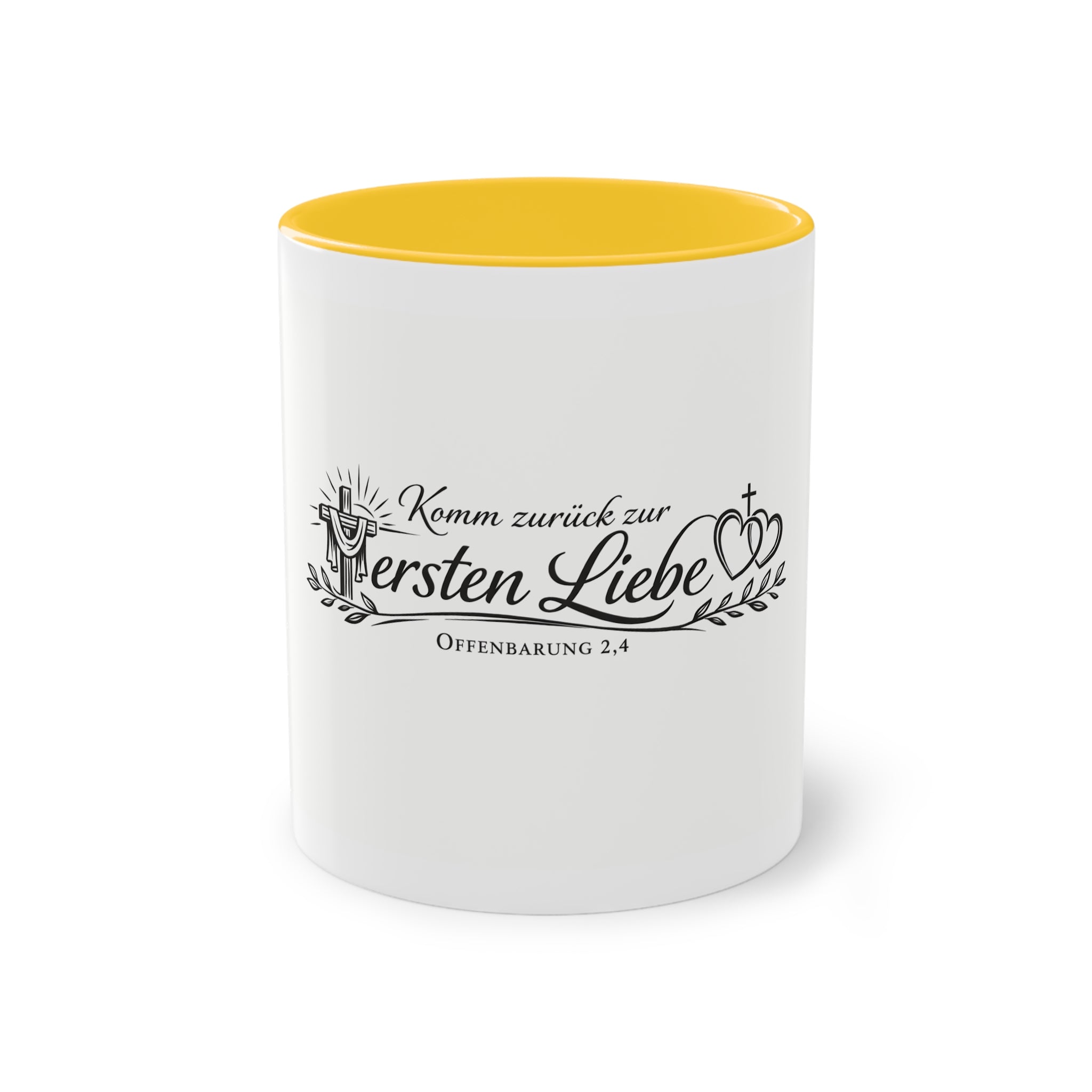 Komm zurück zur ersten Liebe Offenbarung 2,4 Design Tasse