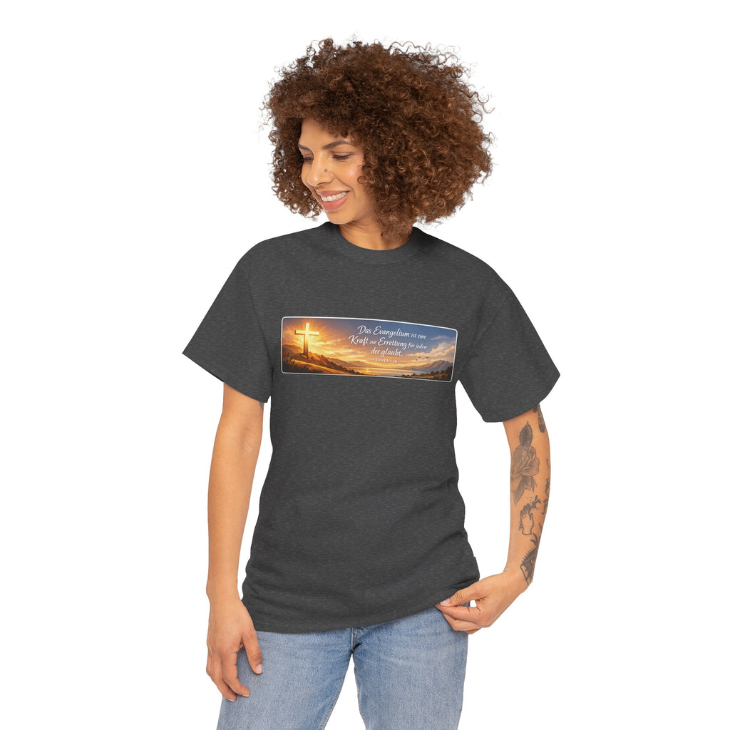 Römer 1:16 ,,Das Evangelium ist eine kraft zur Errettung für jeden der Glaubt,, Design T-Shirt