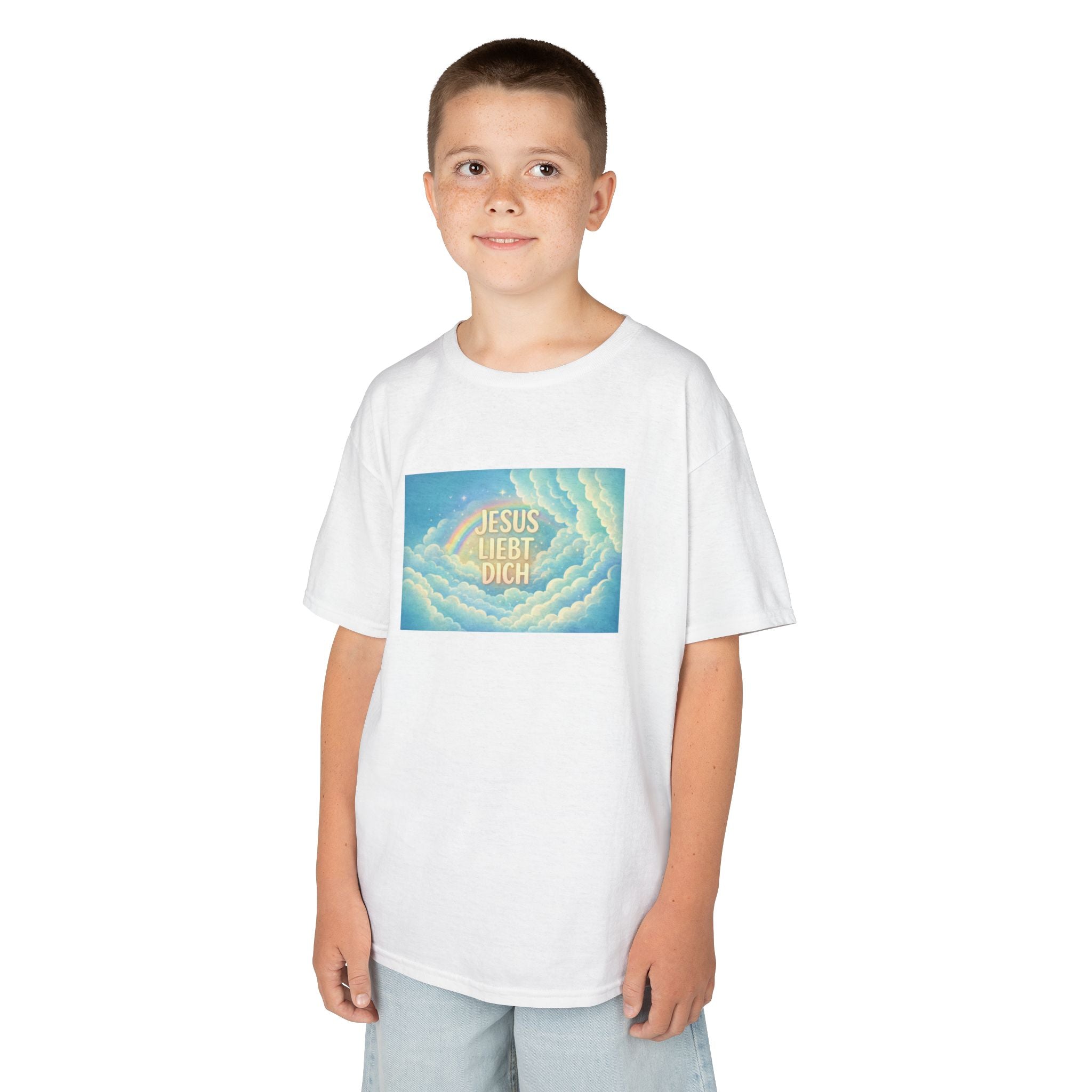 "Jesus liebt dich" Himmel Design Kids T-Shirt