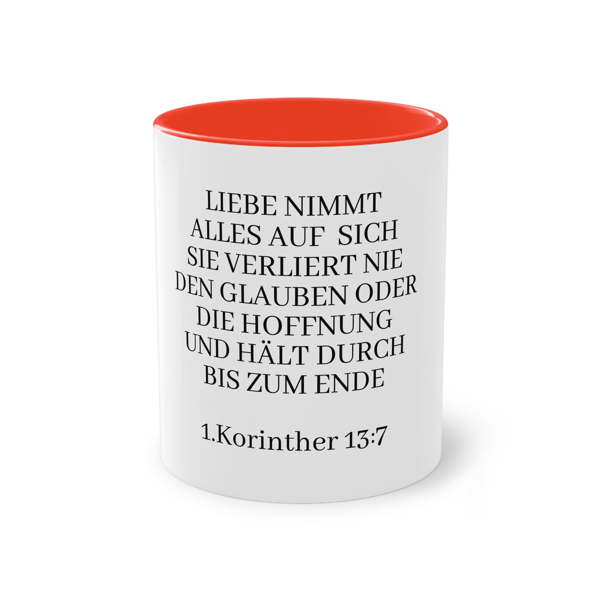 1.Korinther 13:7 - Tasse