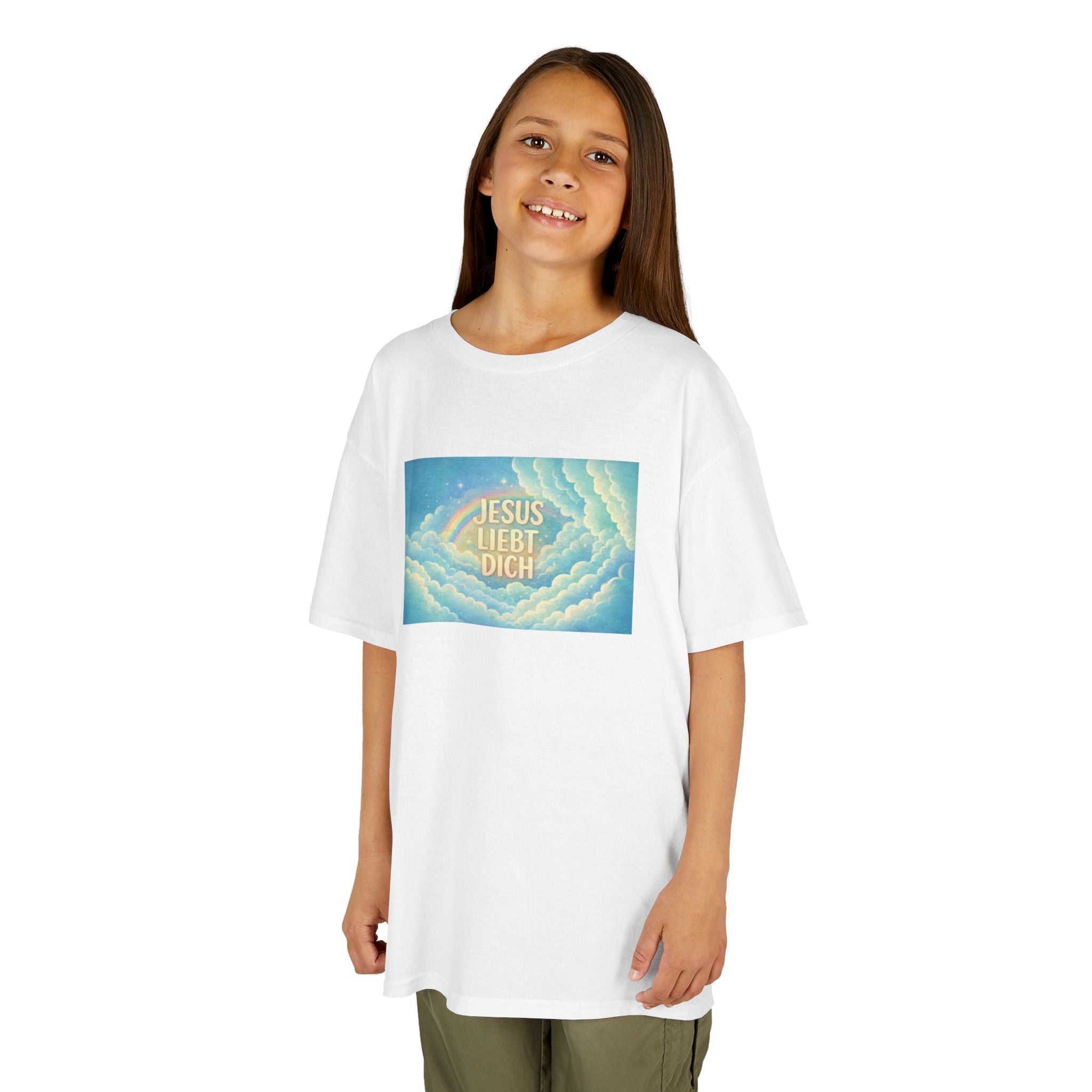 "Jesus liebt dich" Himmel Design Kids T-Shirt