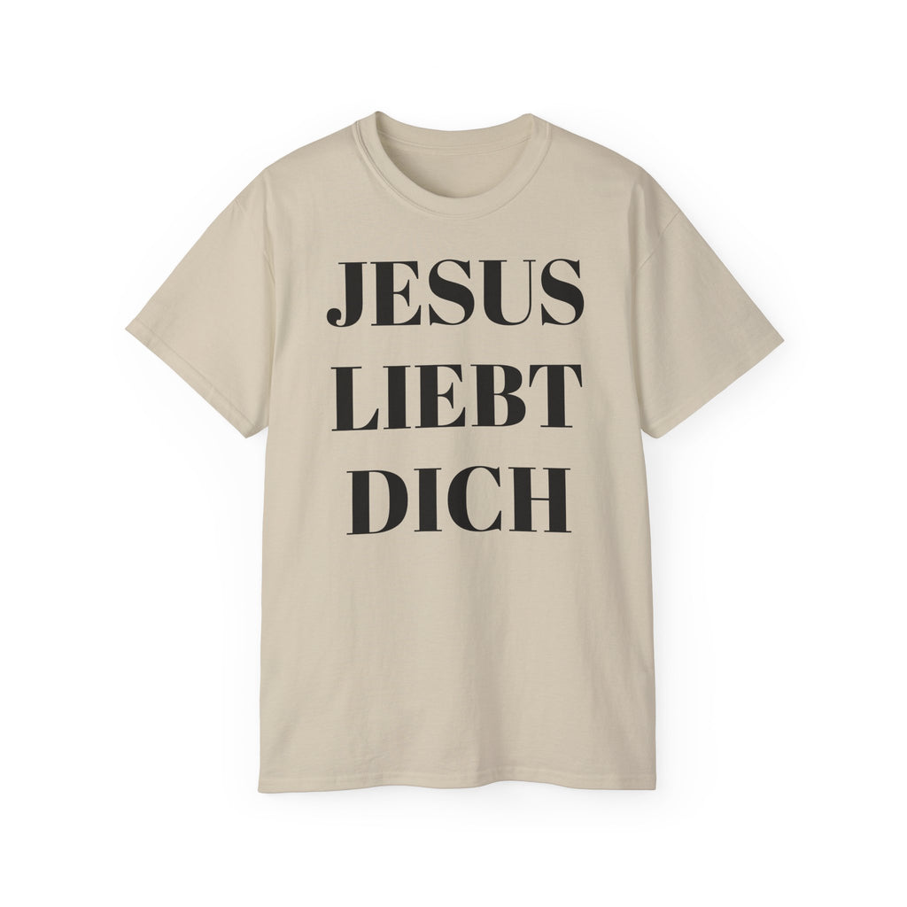 Jesus liebt dich vorne und Jesus hört dich hinten - Heavyweight T-Shirt