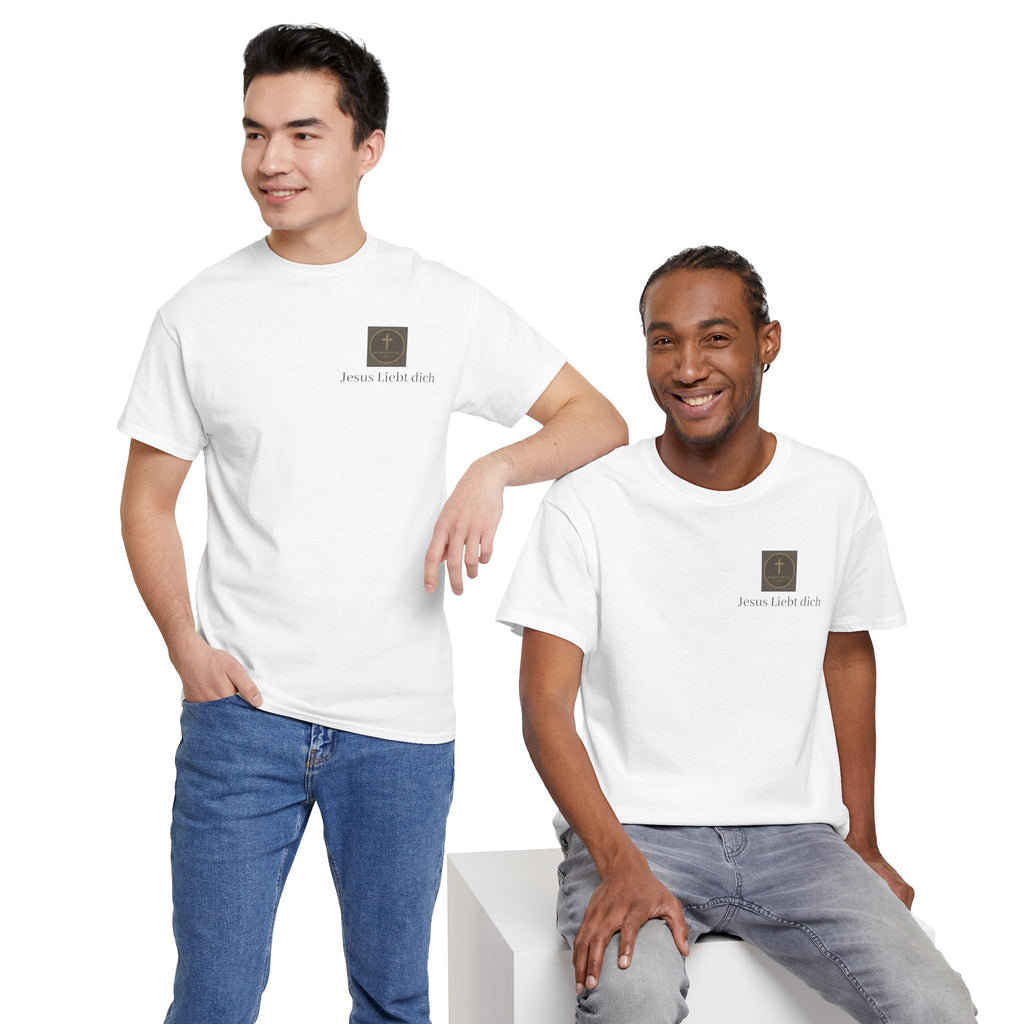 Jesus liebt dich T-Shirt mit Herzschlag Jesu Logo