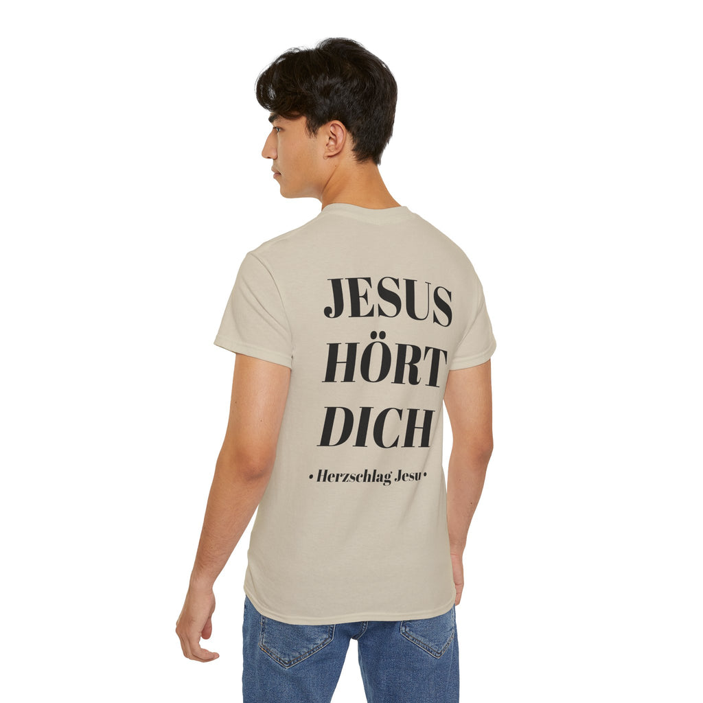 Jesus liebt dich vorne und Jesus hört dich hinten - Heavyweight T-Shirt
