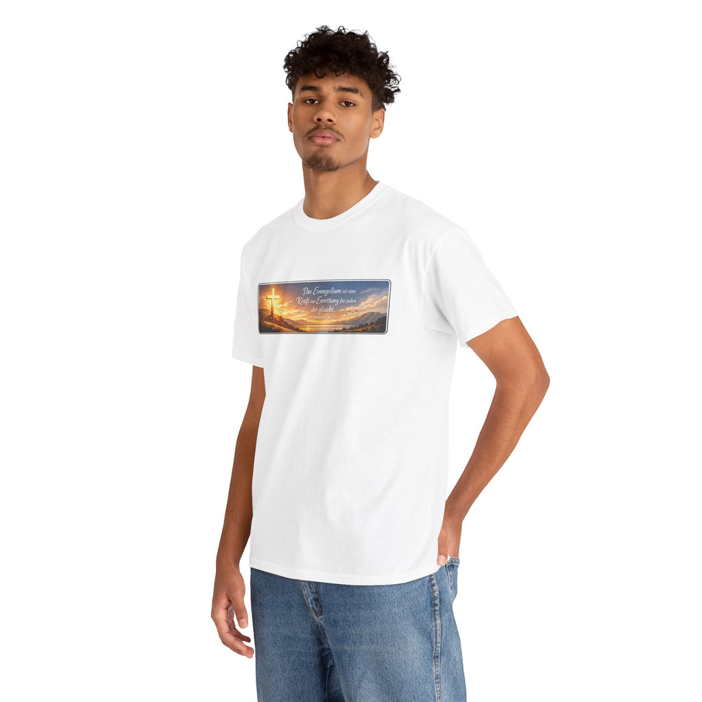 Römer 1:16 ,,Das Evangelium ist eine kraft zur Errettung für jeden der Glaubt,, Design T-Shirt