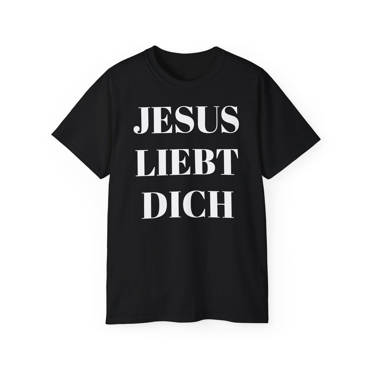 Jesus liebt dich vorne und Jesus hört dich hinten - Heavyweight T-Shirt