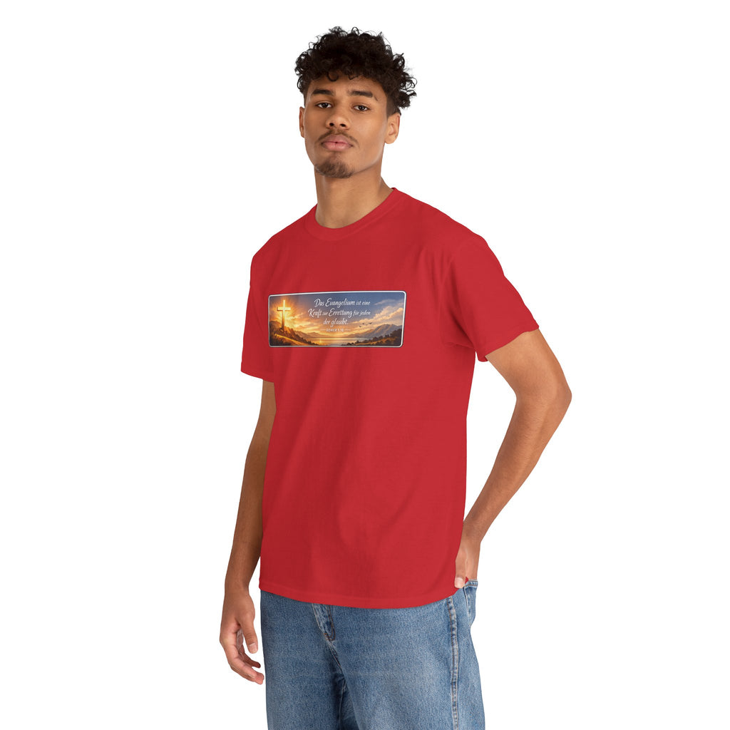 Römer 1:16 ,,Das Evangelium ist eine kraft zur Errettung für jeden der Glaubt,, Design T-Shirt