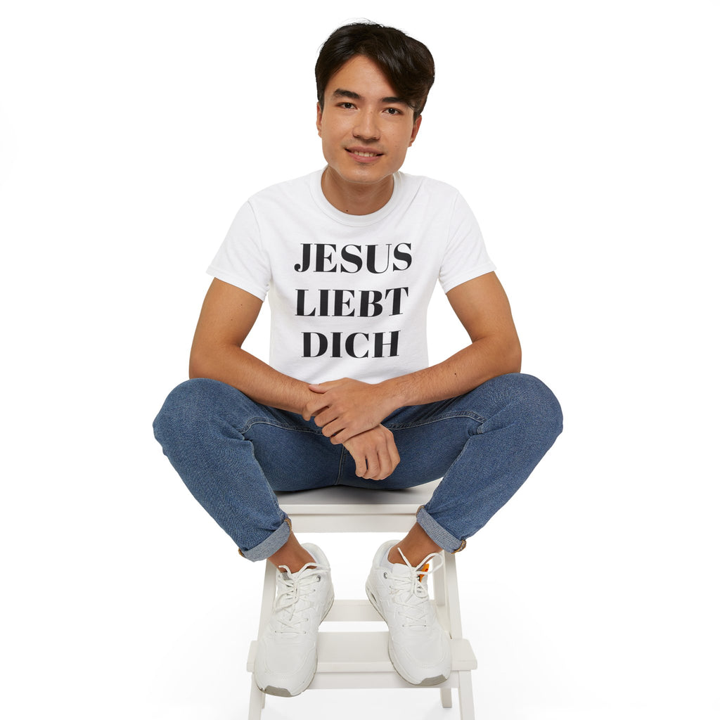 Jesus liebt dich vorne und Jesus hört dich hinten - Heavyweight T-Shirt