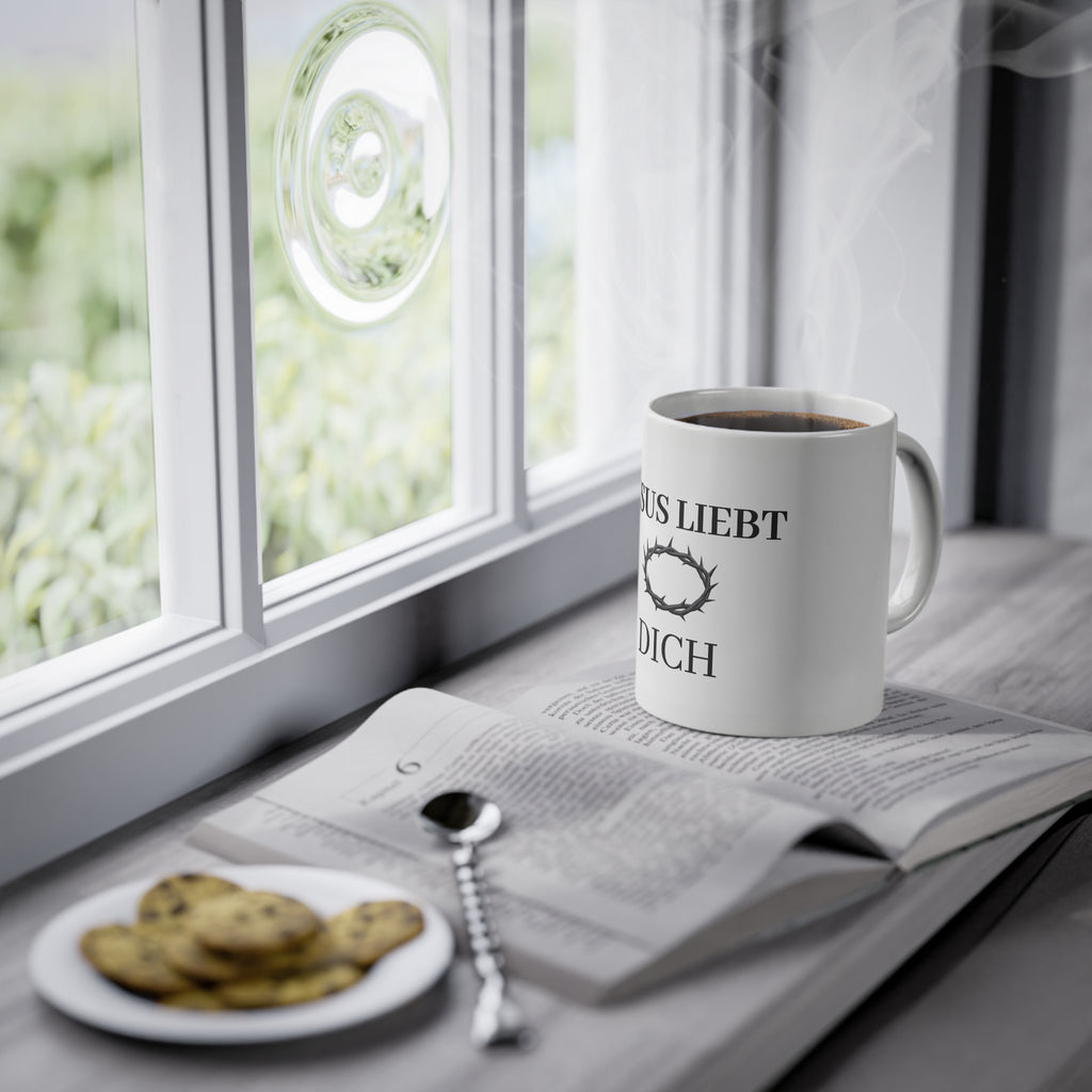 Christliche Tasse - Jesus liebt dich mit Dornenkrone