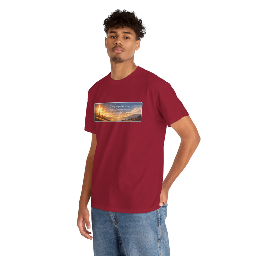 Römer 1:16 ,,Das Evangelium ist eine kraft zur Errettung für jeden der Glaubt,, Design T-Shirt