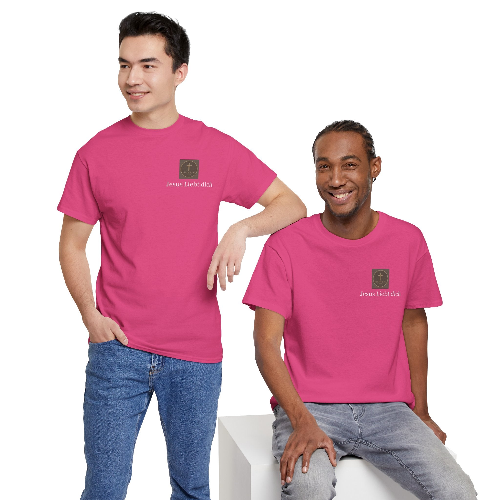 Jesus liebt dich T-Shirt mit Herzschlag Jesu Logo