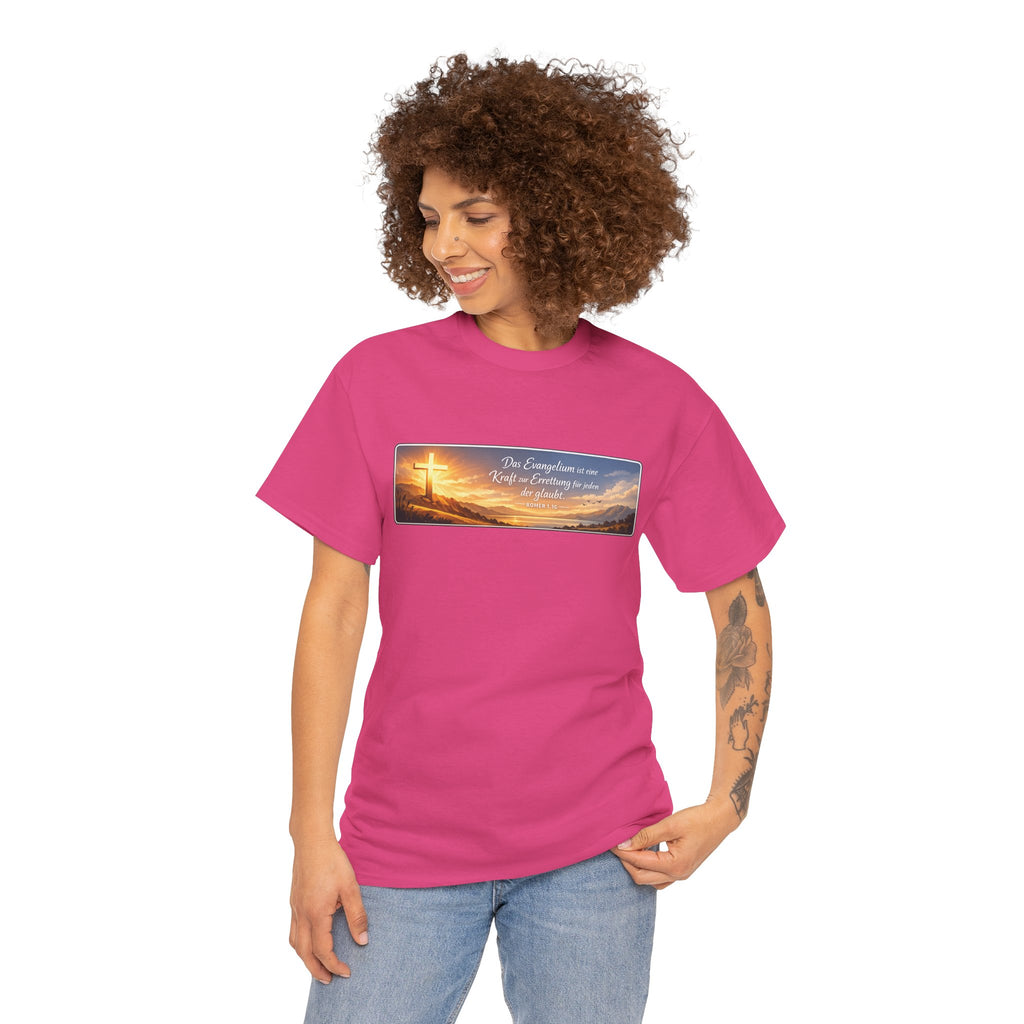 Römer 1:16 ,,Das Evangelium ist eine kraft zur Errettung für jeden der Glaubt,, Design T-Shirt