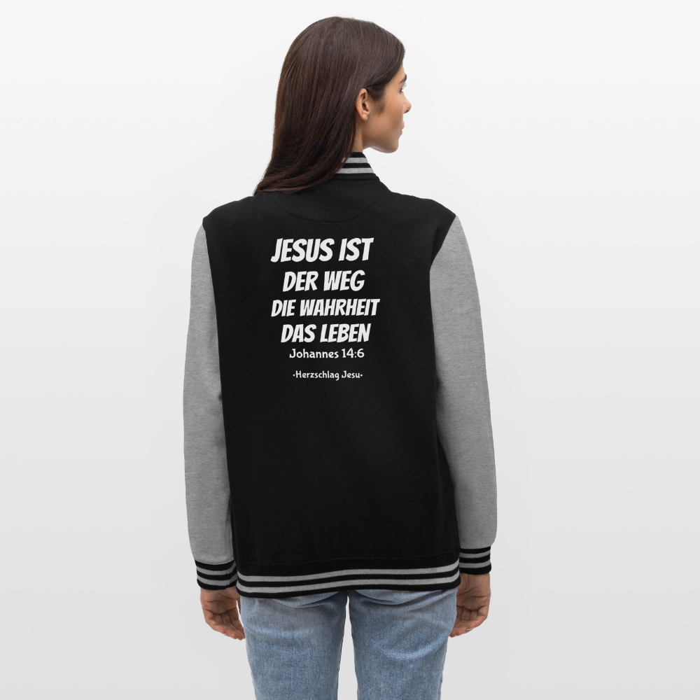 College-Sweatjacke - Johannes 14:6 Jesus ist der weg, die Wahrheit, das leben - Schwarz/Grau meliert