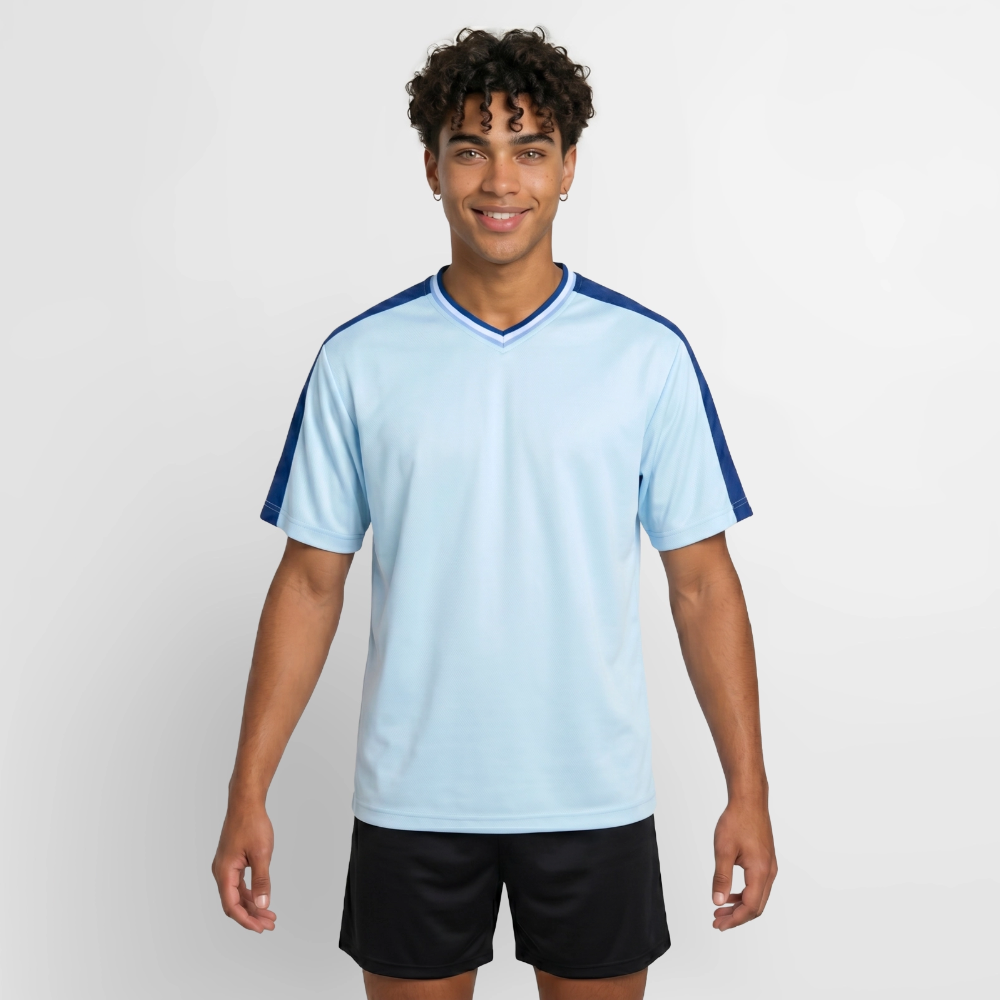 Football Style T-Shirt - Team Jesus - Hellblau/Dunkelblau