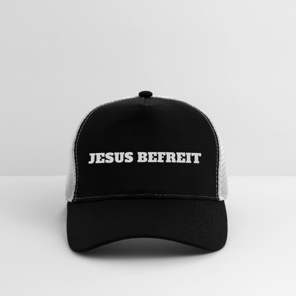 Trucker Cap - Jesus Befreit - Schwarz/Steingrau