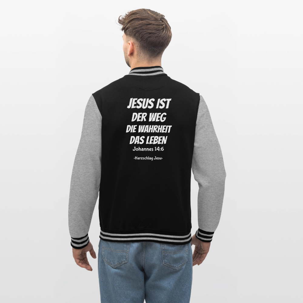 College-Sweatjacke - Johannes 14:6 Jesus ist der weg, die Wahrheit, das leben - Schwarz/Grau meliert
