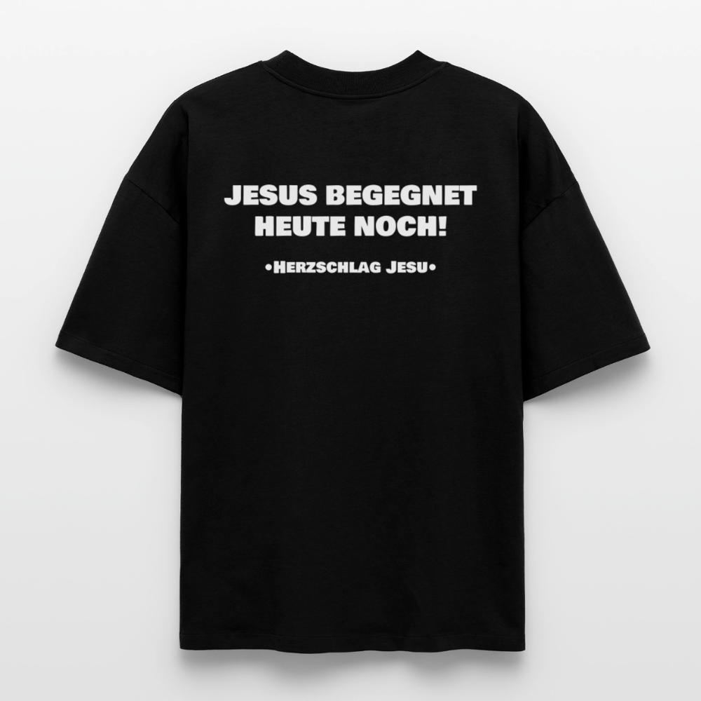 Premium Boxy Heavyweight Organic T-Shirt  -  Jesus begegnet heute noch! - Schwarz