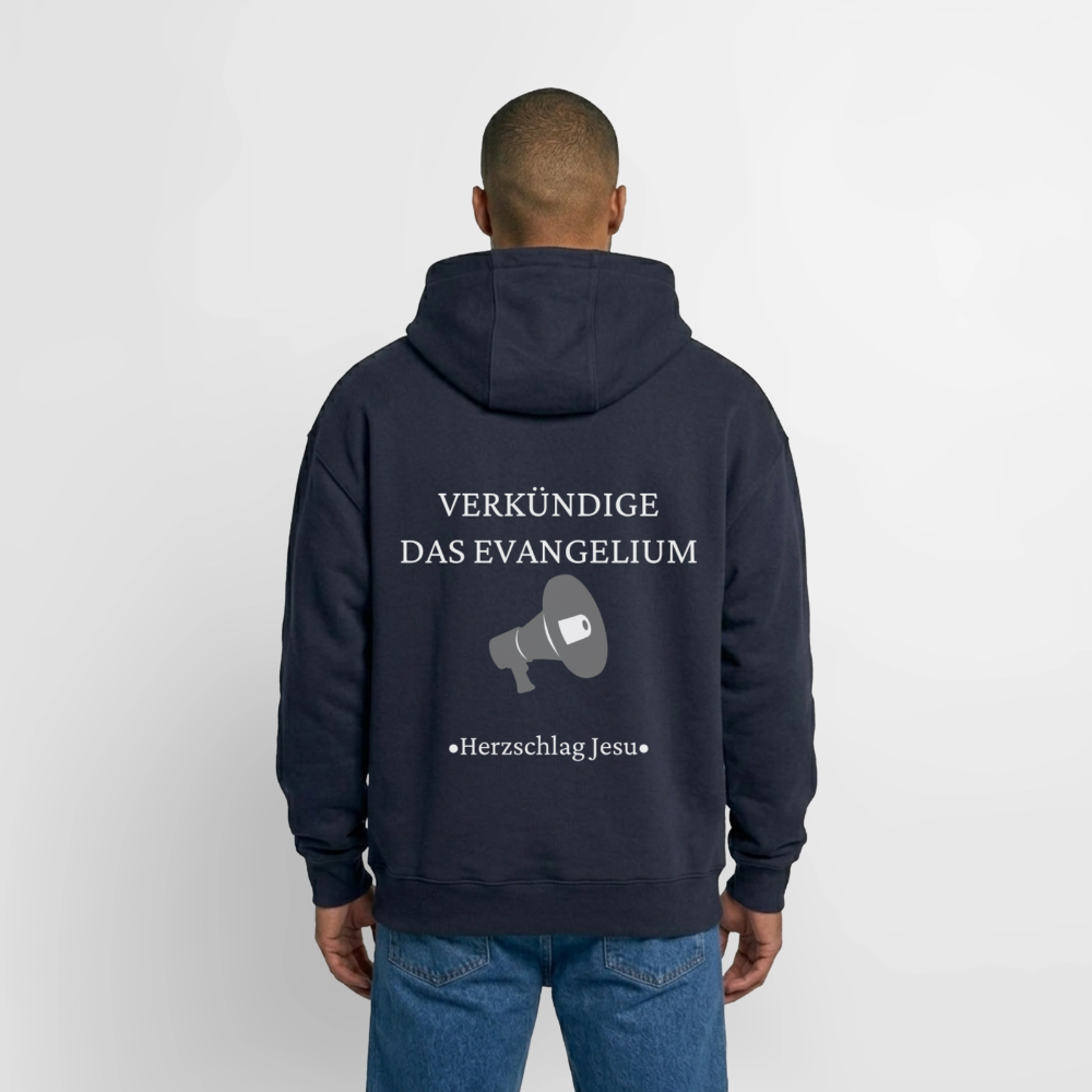 Oversized Heavyweight Kapuzenjacke - Verkündige das Evangelium - Navy