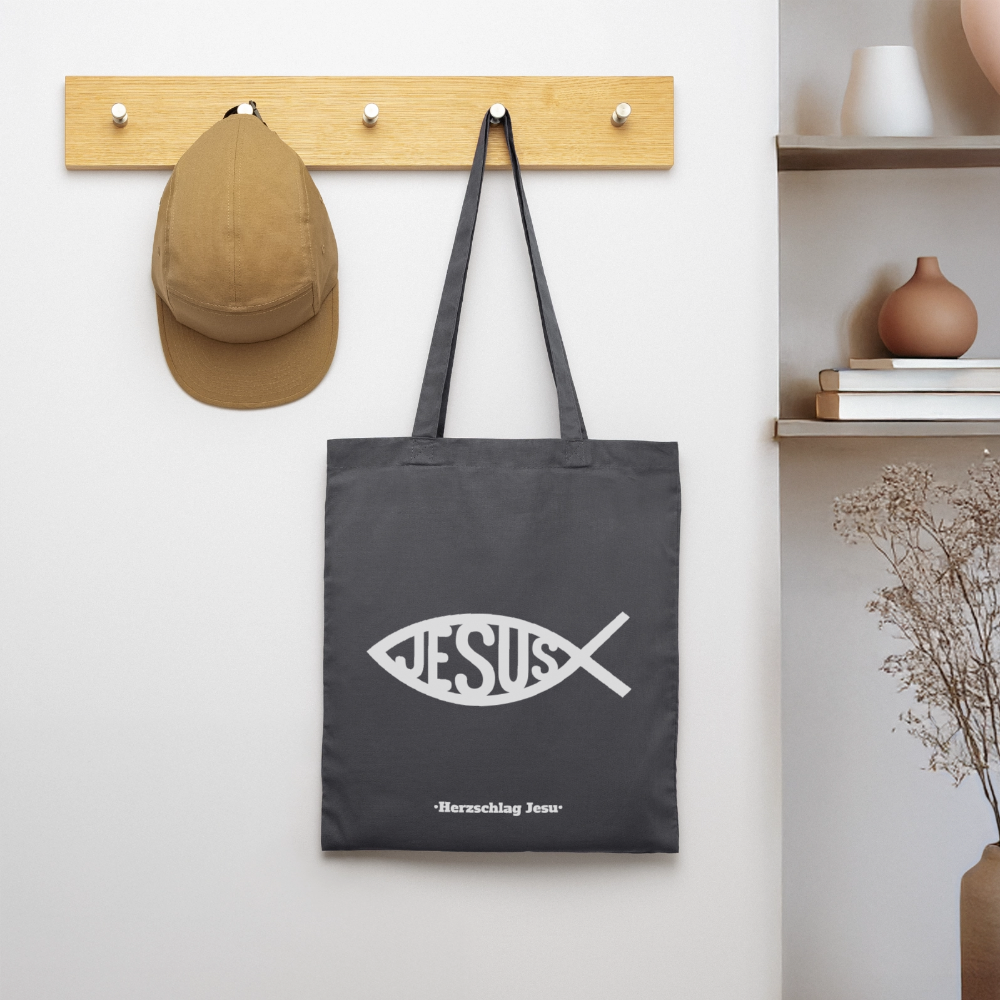 Stoffbeutel - Jesus Fisch Design - Graphite