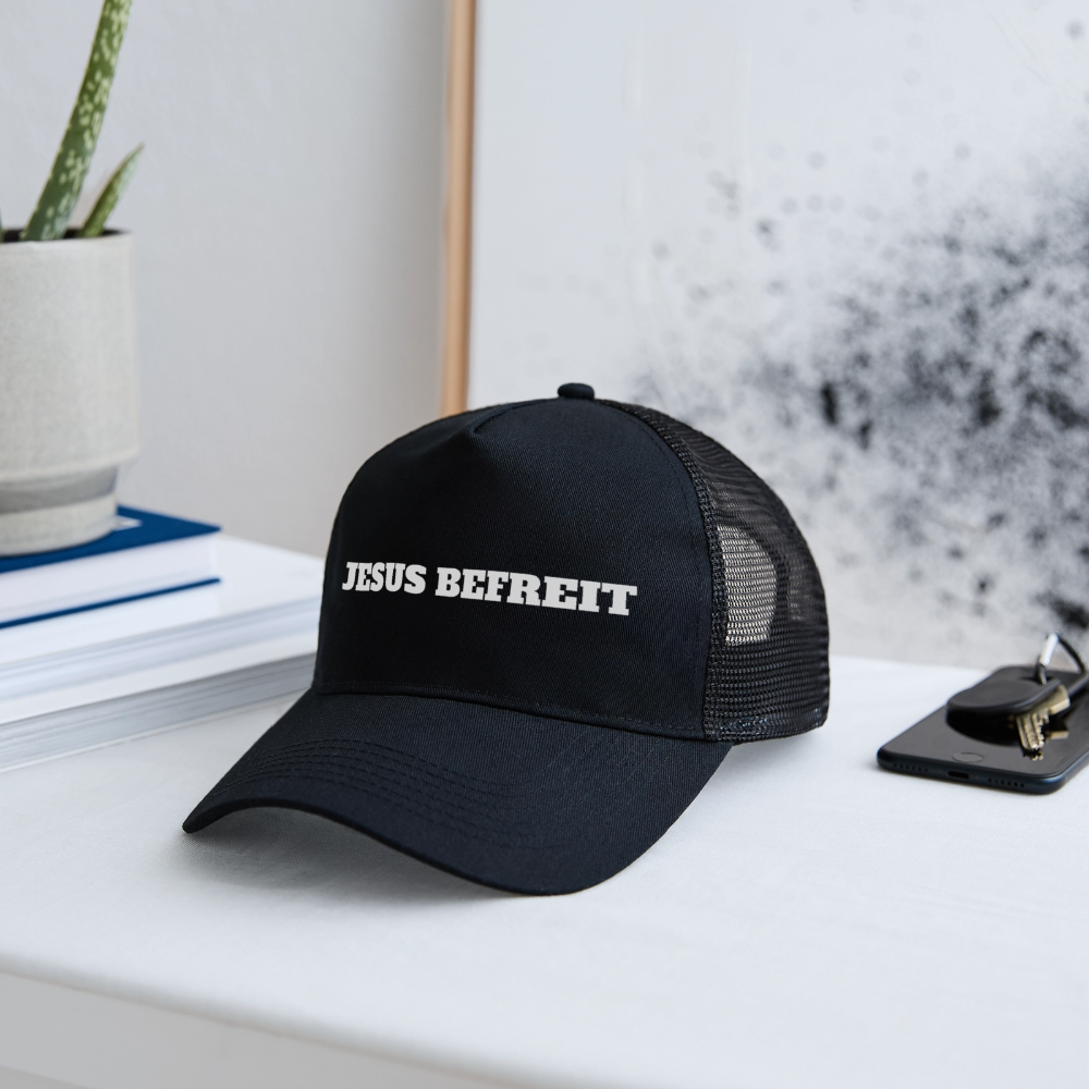 Trucker Cap - Jesus Befreit - Schwarz/Schwarz