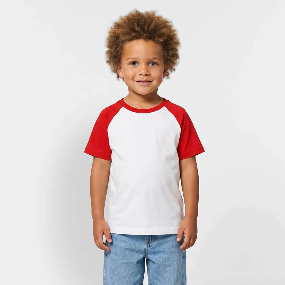 Kinder Baseball T-Shirt - Team Jesus 7 - Weiß/Rot