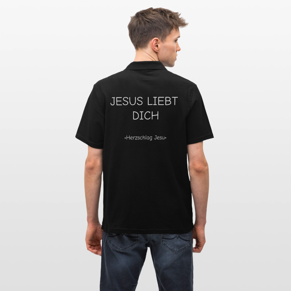 Männer Poloshirt - Jesus liebt dich - Schwarz