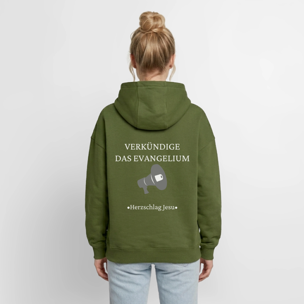 Oversized Heavyweight Kapuzenjacke - Verkündige das Evangelium - Khaki