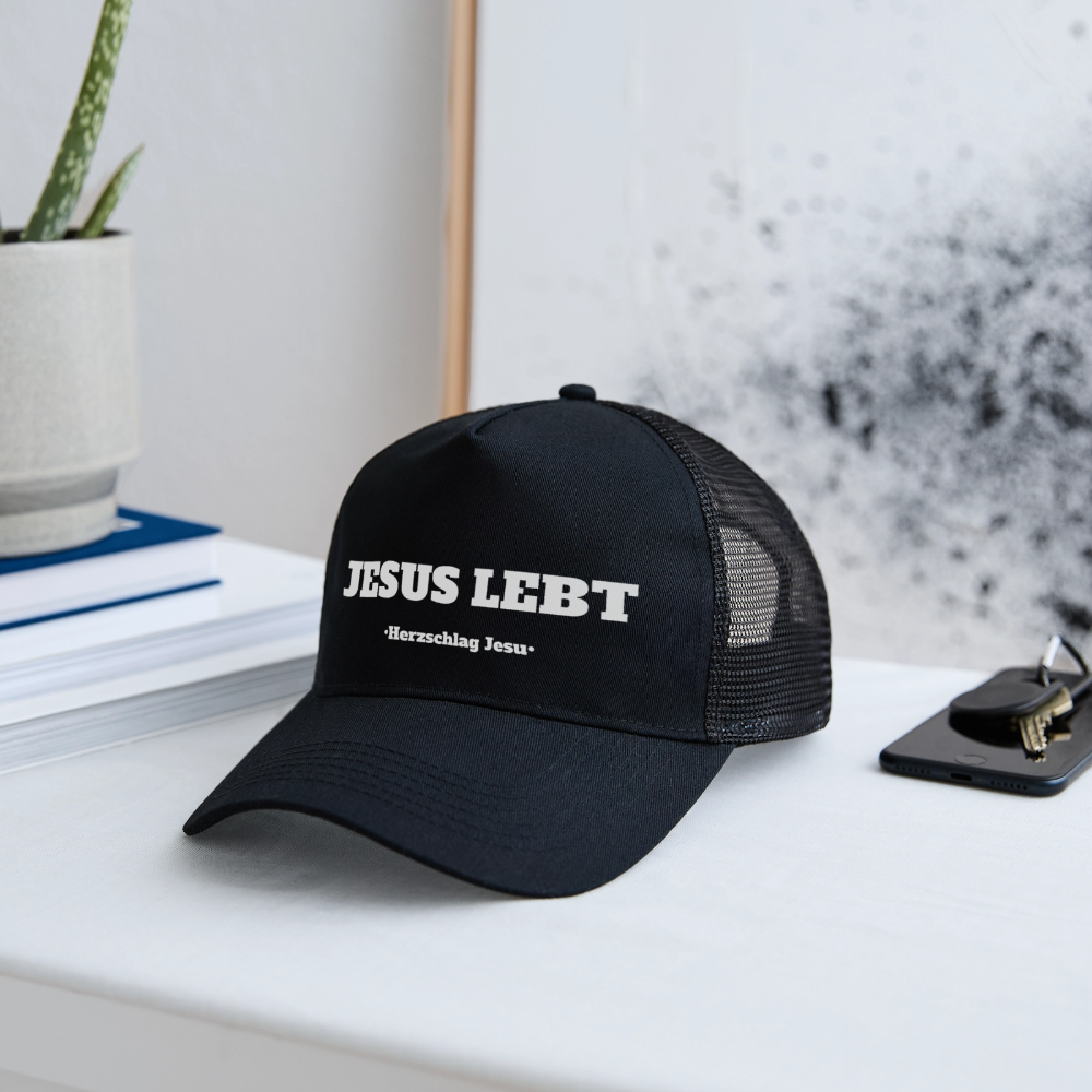 Trucker Cap - Jesus Lebt - Schwarz/Schwarz