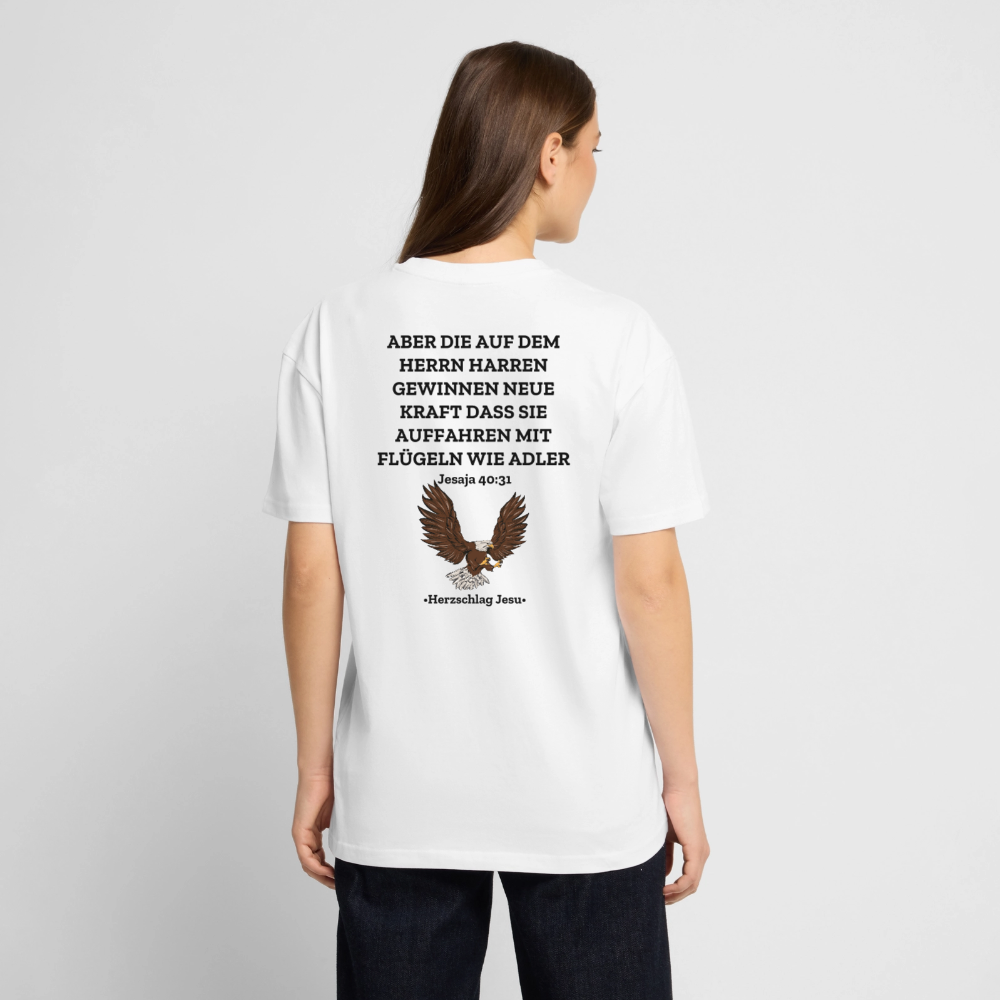 Oversized Heavyweight T-Shirt - Jesaja 40:31 mit Adler - Weiß