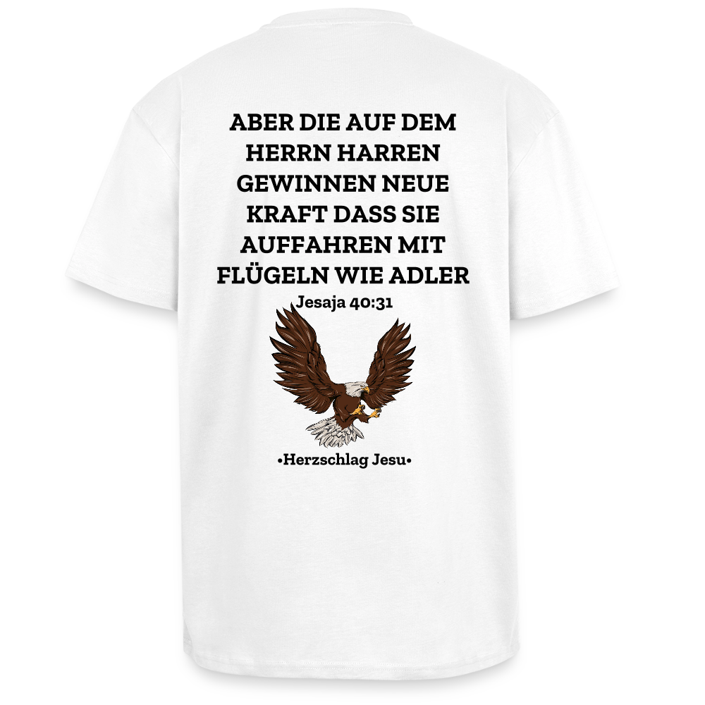 Oversized Heavyweight T-Shirt - Jesaja 40:31 mit Adler - Weiß