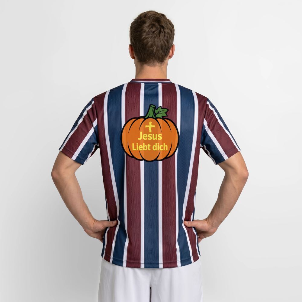 Football T-Shirt - Halloween Jesus Liebt dich Design - Bordeaux/Navy
