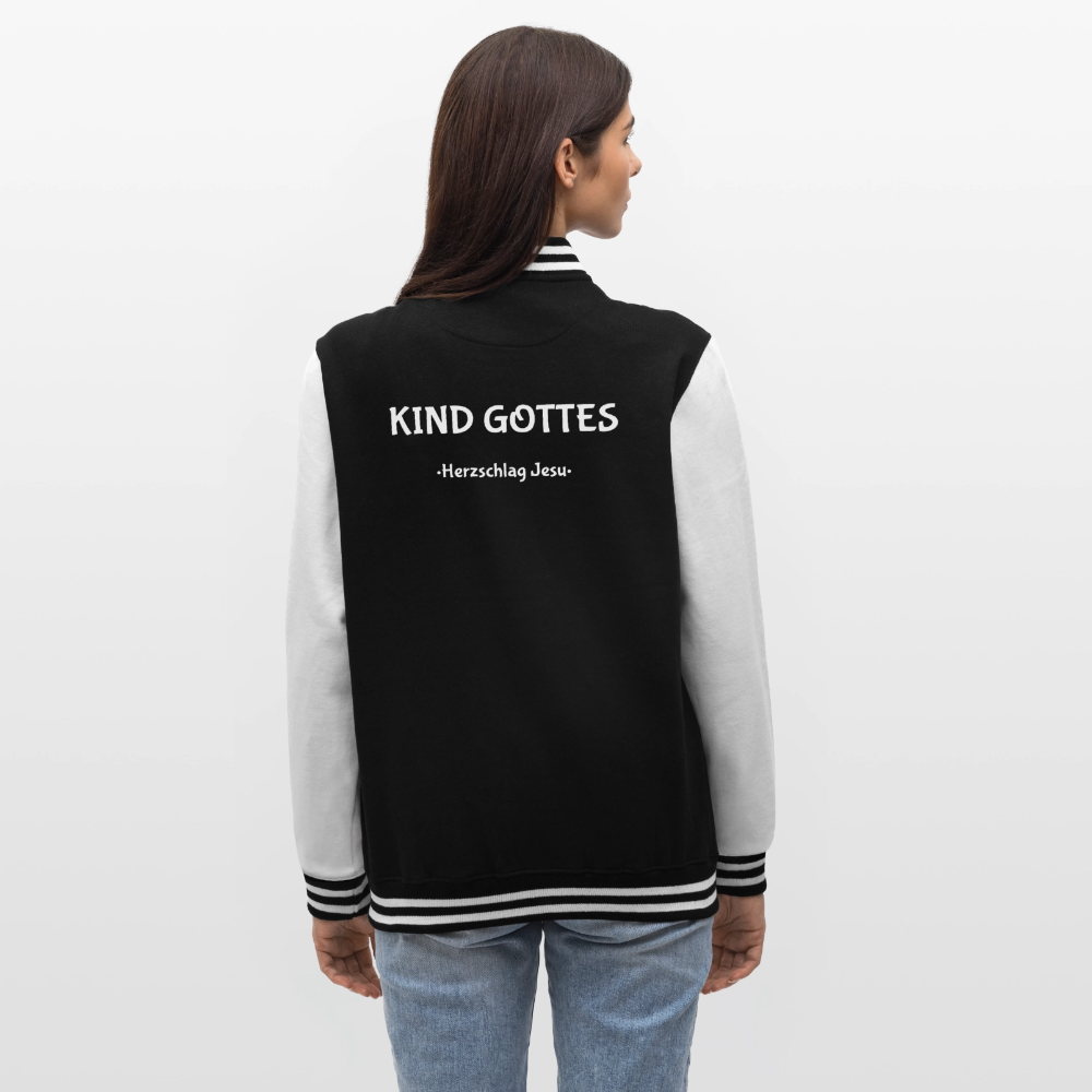 College-Sweatjacke - Kind Gottes - Schwarz/Weiß