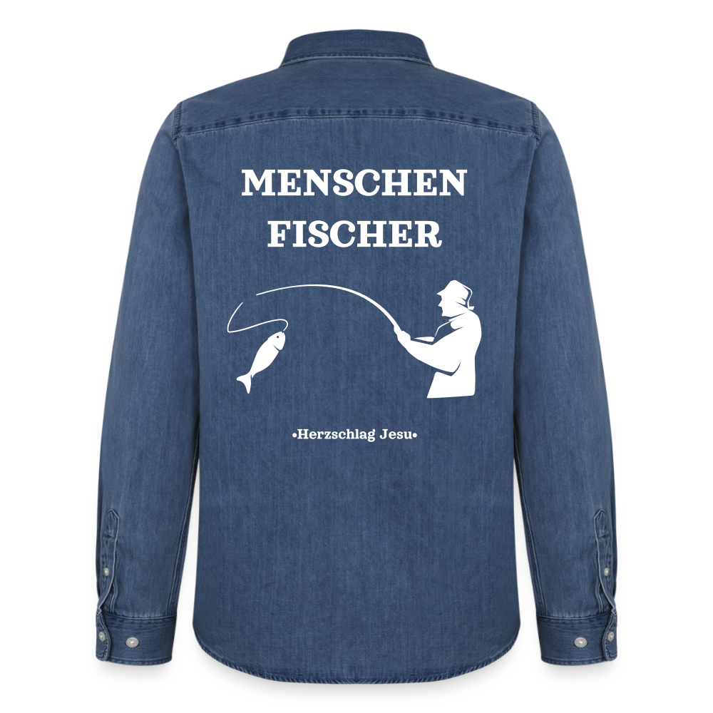 Männer Jeanshemd - Menschen Fischer - verwaschenes Mittelblau 