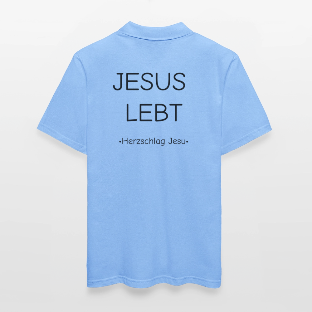 Männer Poloshirt - JESUS LEBT - Himmelblau