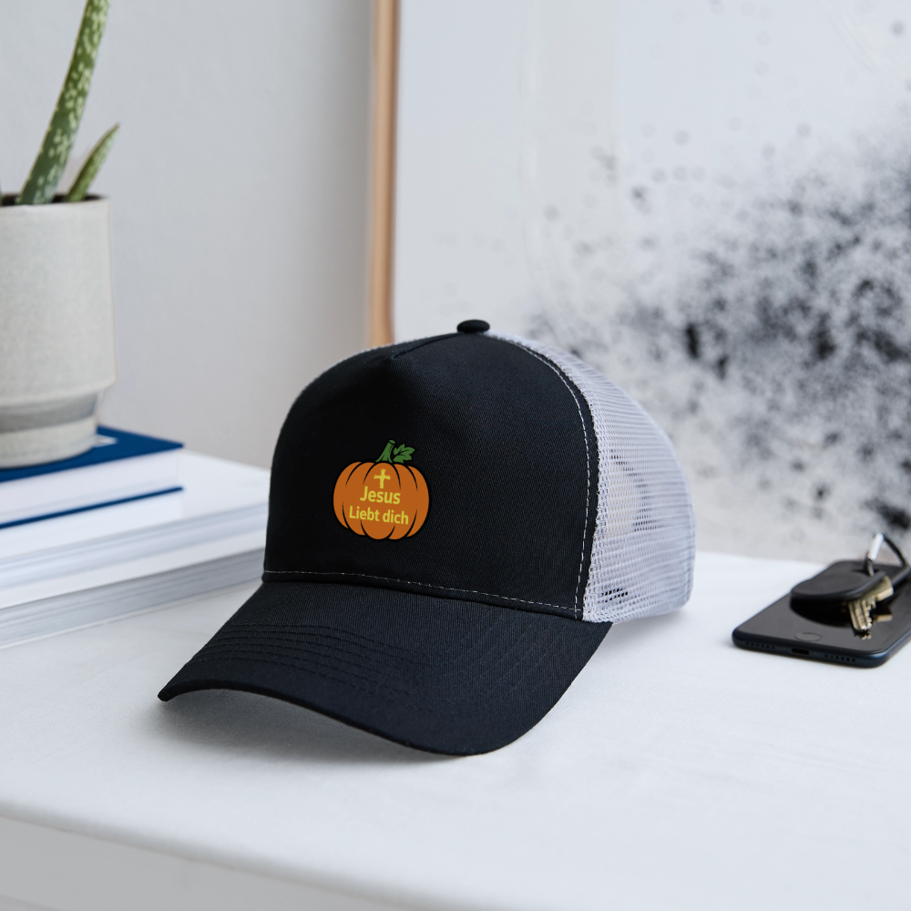 Trucker Cap - Halloween Jesus Liebt dich Design - Schwarz/Steingrau