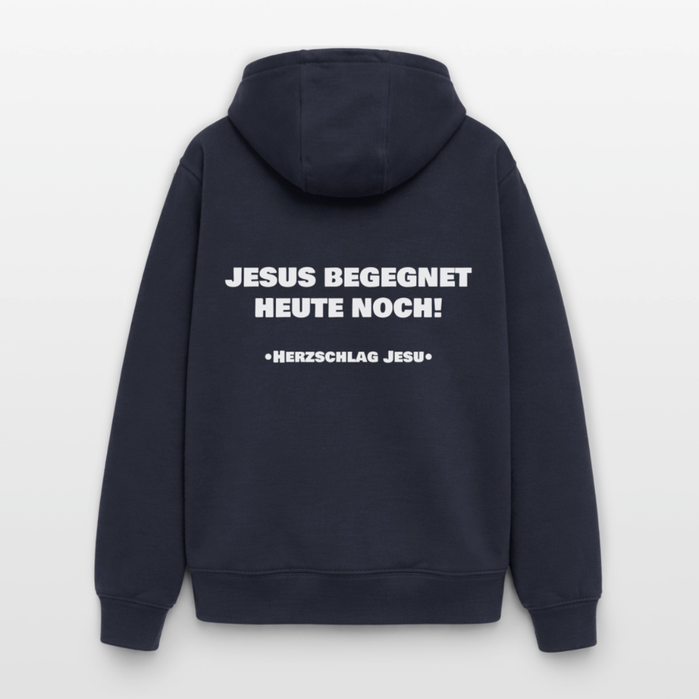 Oversized Heavyweight Kapuzenjacke - Jesus begegnet heute noch - Navy