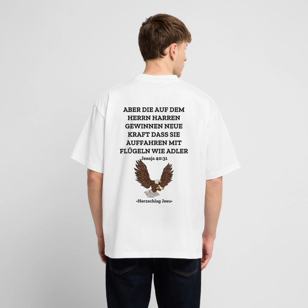 Oversized Heavyweight T-Shirt - Jesaja 40:31 mit Adler - Weiß